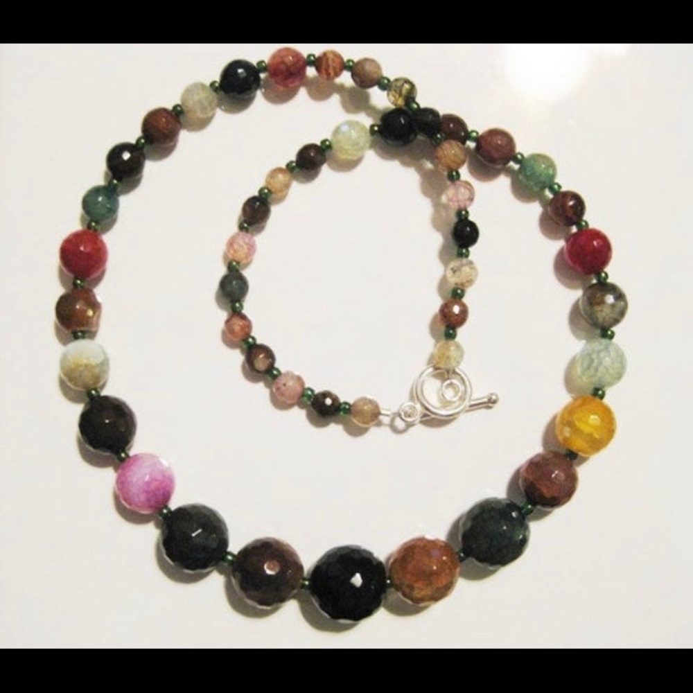 Rainbow fire agate necklace